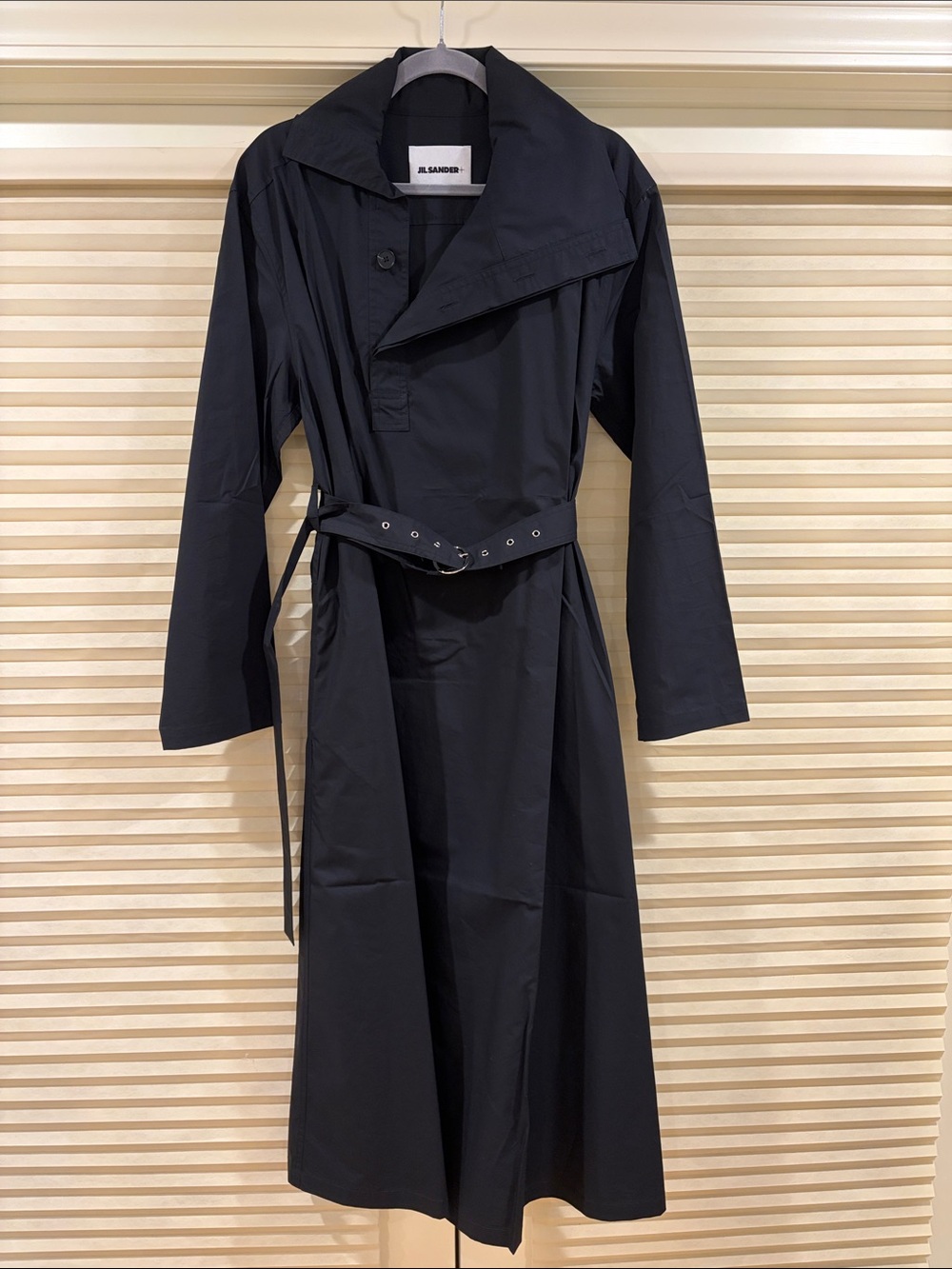 NWOT Jil Sander Black Belted Cotton Shirt Dress, Size 36 = M
